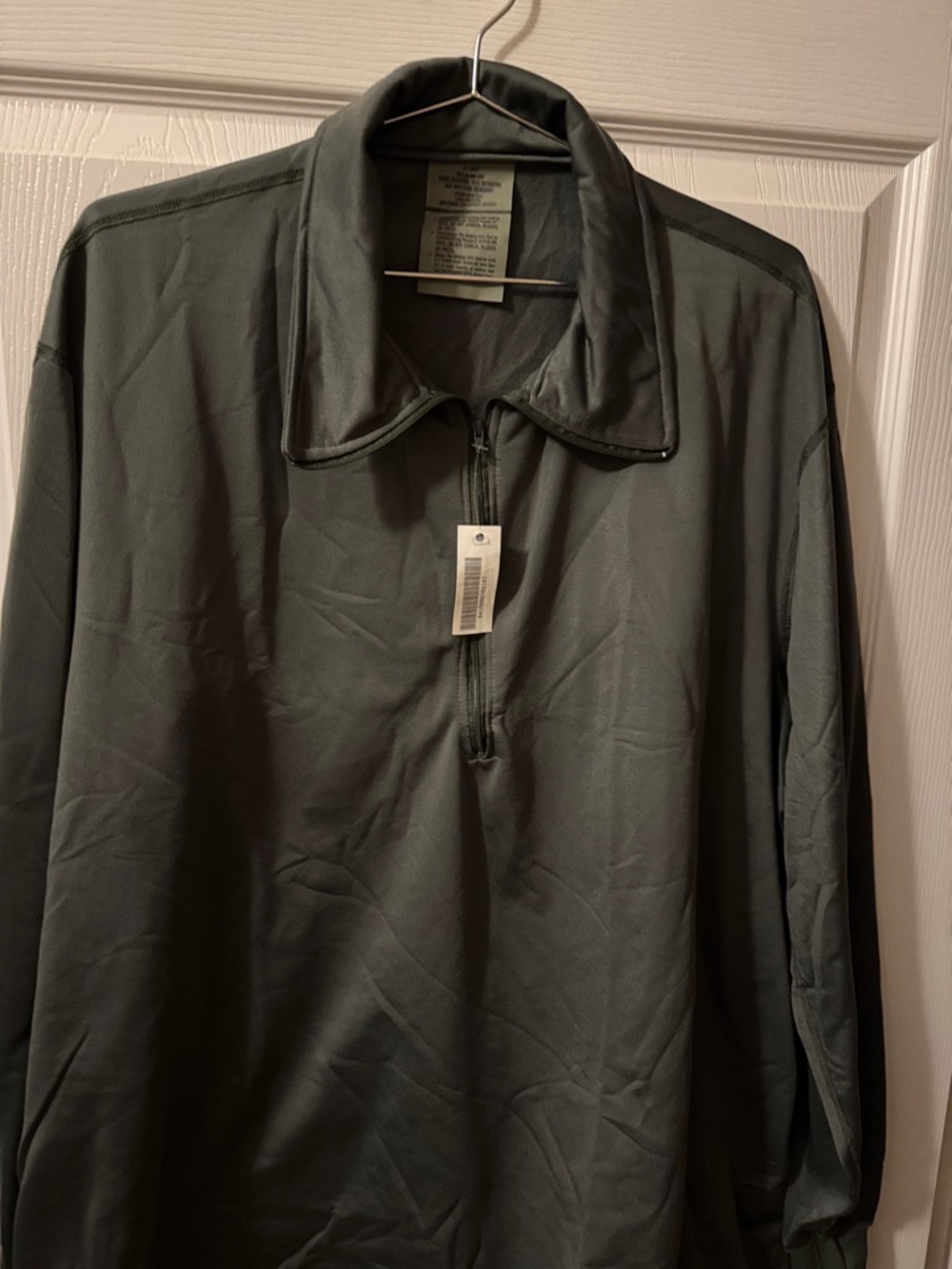 Military Quarter-Zip Pullover in Dark Olive